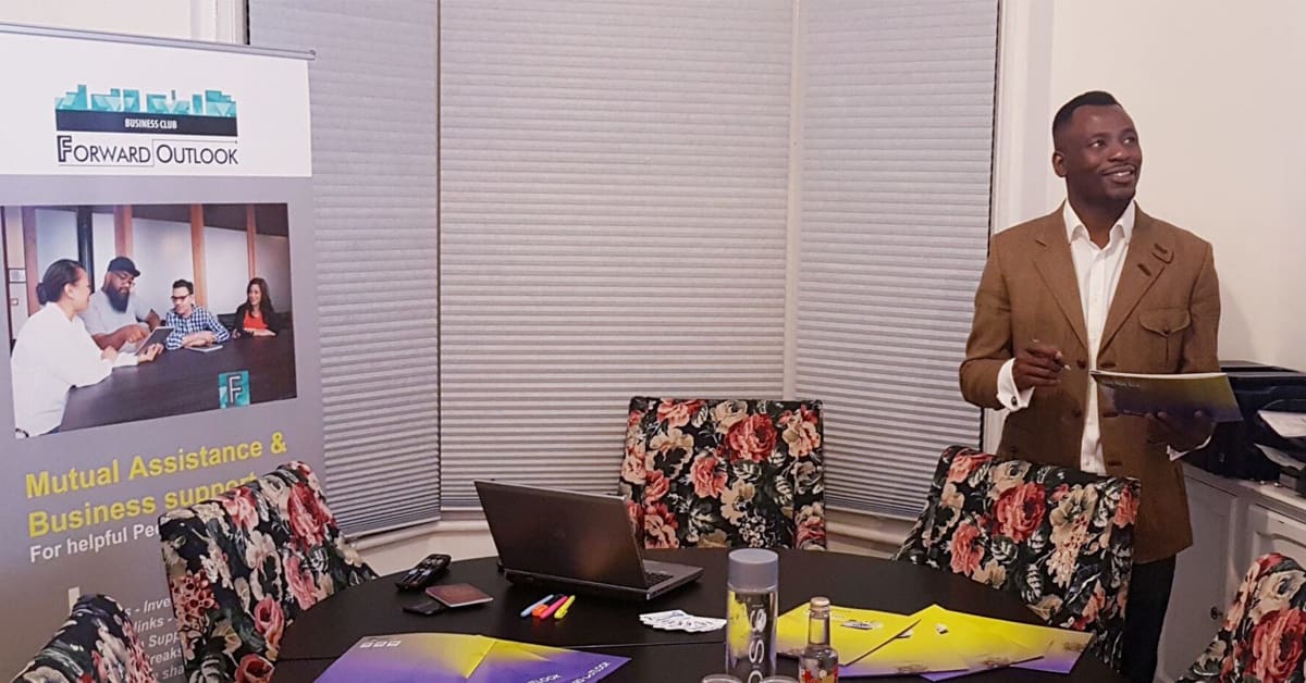 gabriel-topman-presenting Gabriel Topman presenting at Forward Outlook's office in Hartlepool, England, UK